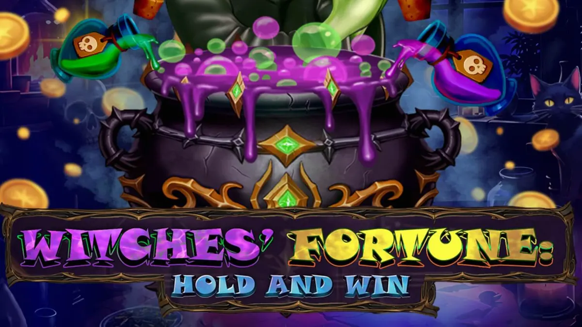 Witches’ Fortune: Hold and Win slot game screen with magical potions and witch theme